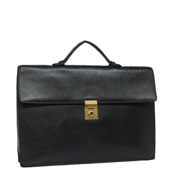 LOEWE Anagram Hand Bag Leather Black Auth - Picture 1 of 16